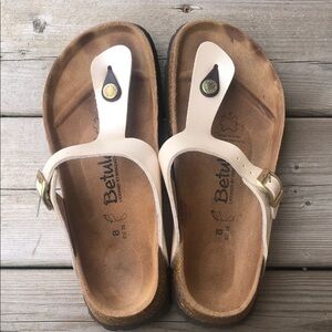 Size 8 Betula Birkenstock Sandals Cream Leather Shoes Comfort Suede Gizeh